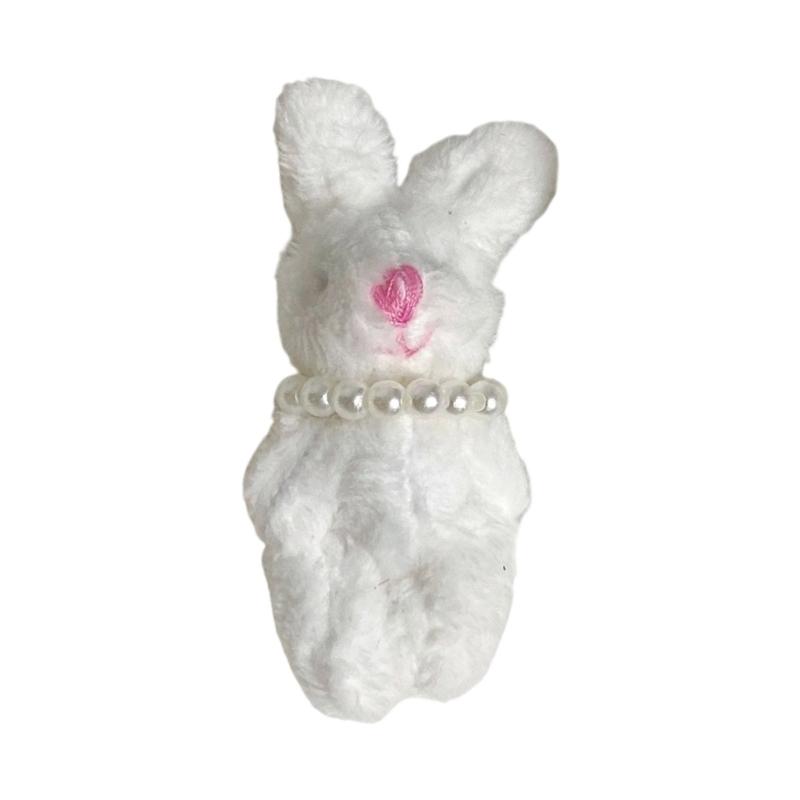 Cartoon Rabbit Phone Charm with Pearls Necklace PP Cotton Texture Suitable for Jewelry Accessories and Gift Decoration