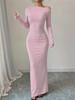 Off-Shoulder Maxi Dress with Asymmetric Neckline and Floral Print, Available in Multiple Colors