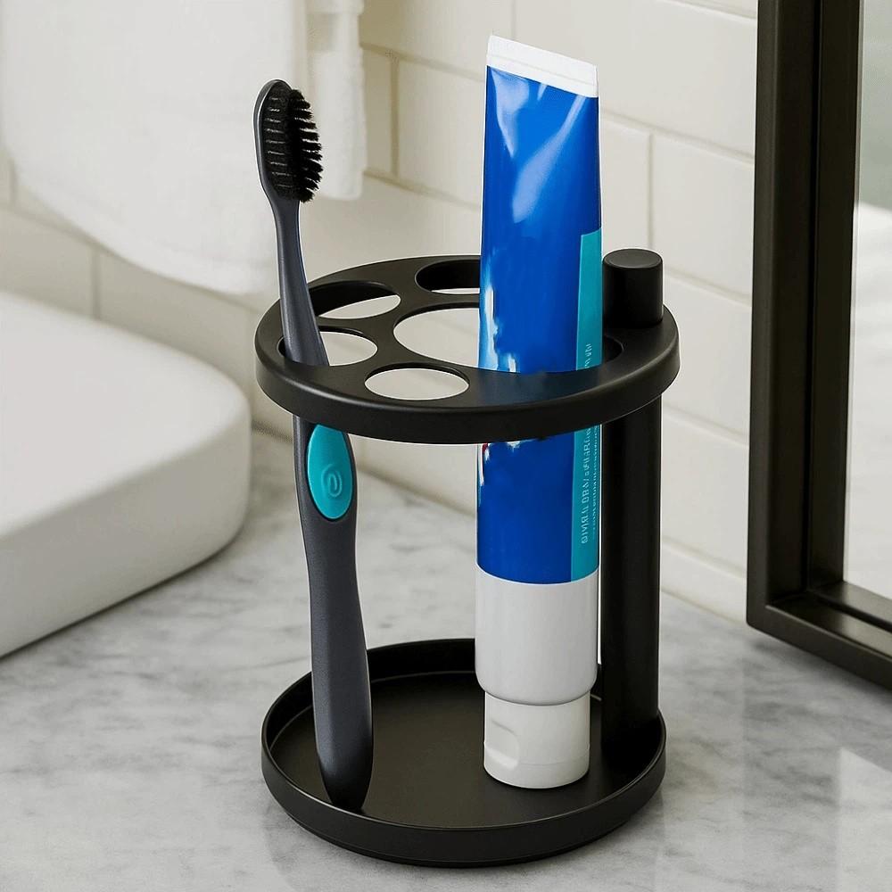 Edelstahl Zahnbürsten-Zahnpastenhalter Platzsparend mit belüfteten Schlitzen Elektrischer Zahnbürstenhalter Anti-Rutsch