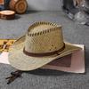 Big Eaves Jazz Straw Hat Women's Summer Outdoor Travel Sunscreen Shade Mountaineering Hat Fashion Western Cowboy Hat Men's
