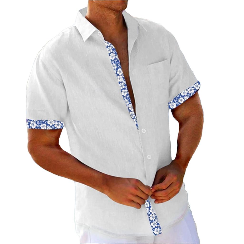 Pánská vintage letní plážová košile s krátkým rukávem na knoflíky na bowling