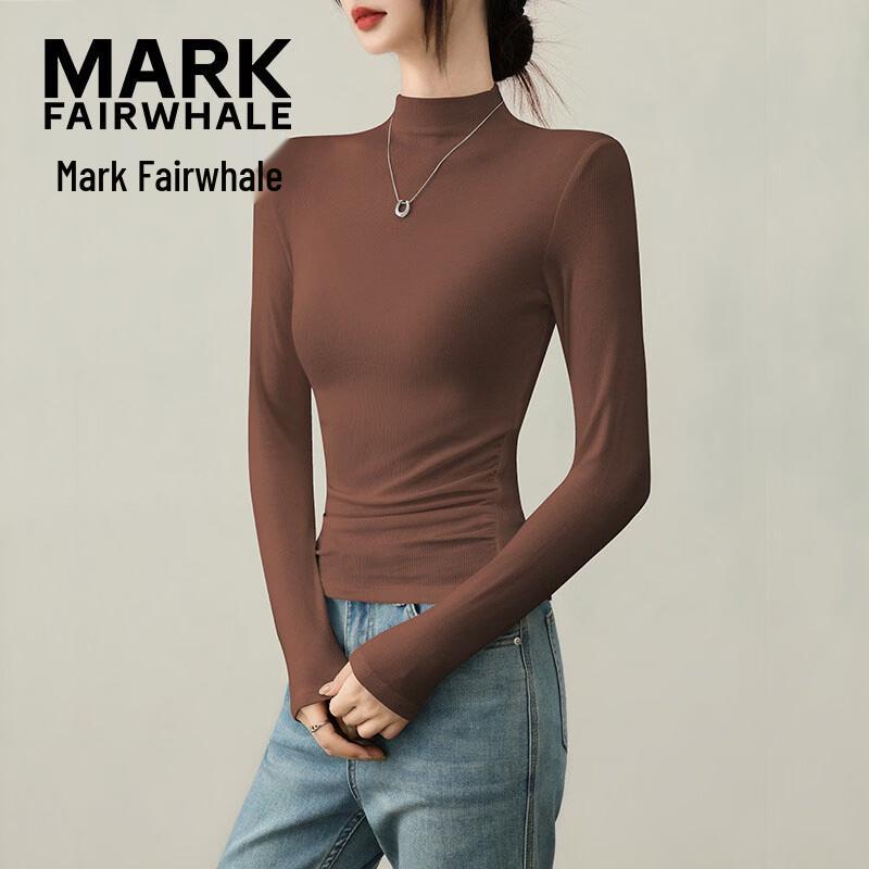 Mark Fairwhale Women's Slim Fit Ribbed Mock Neck Long Sleeve Top