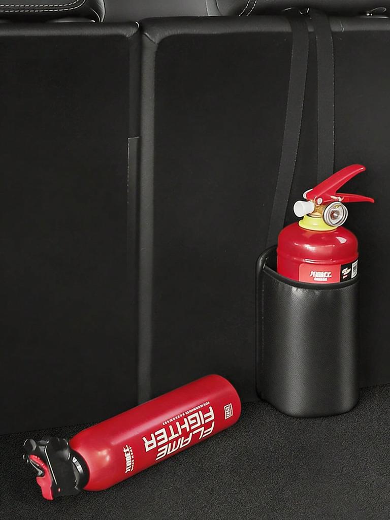 Car Fire Extinguisher Holder - PU Leather Car Storage Sleeve with Hook & Loop Fastener, Universal Fit for Seat Back & Trunk