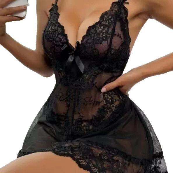 European & American Plus Size Sexy Lace Mesh Lingerie Set