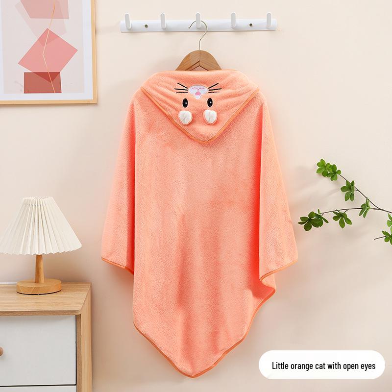 Soft Coral Fleece Baby Swaddle Hooded Bath Towel
