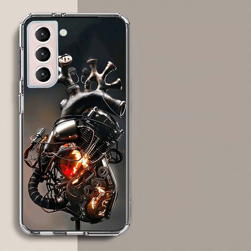 

Heart Shaped Engine Phone Case For Samsung Galaxy S25 Edge S24 S23 FE S21 S20 S10 Plus S22 S26 Ultra Cover Clear Cases TPU Capa Samsung S21