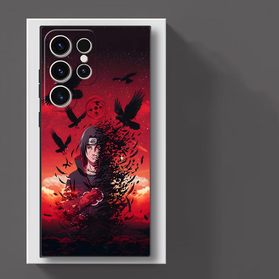 Black Soft Phone Cover Case for Samsung Galaxy S23 Ultra S24 Plus S25 Edge S21 FE S20 Handsome Red Uchiha Itachi