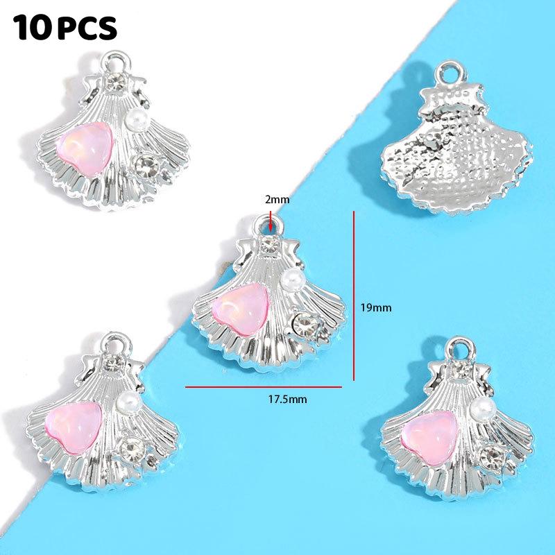 10 Pieces Assorted Alloy Pendants, Pink Resin Rhinestone Star Moon Design, DIY Jewelry Making for Necklaces & Bracelets