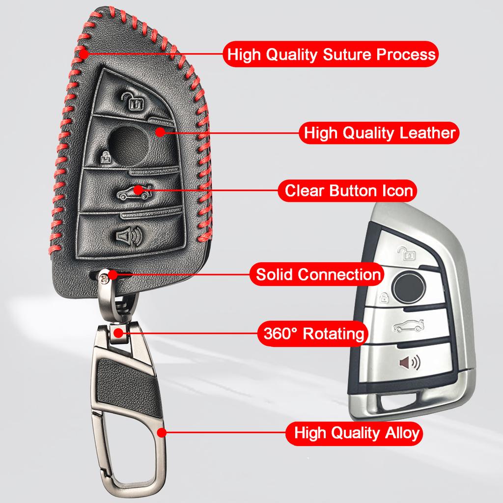 4 Button Leather Car Key Case Cover Protector Shell For BMW X5 35i 50i X6 F15 F16 F86 G30 7 G11 M Z4 E85 E86 X1 F48 X3 X4 F15