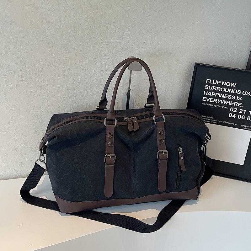 Large-capacity canvas travel bag for men and women going out for short-distance sports, fitness bag cover, tie rod, light storage, handbag tide