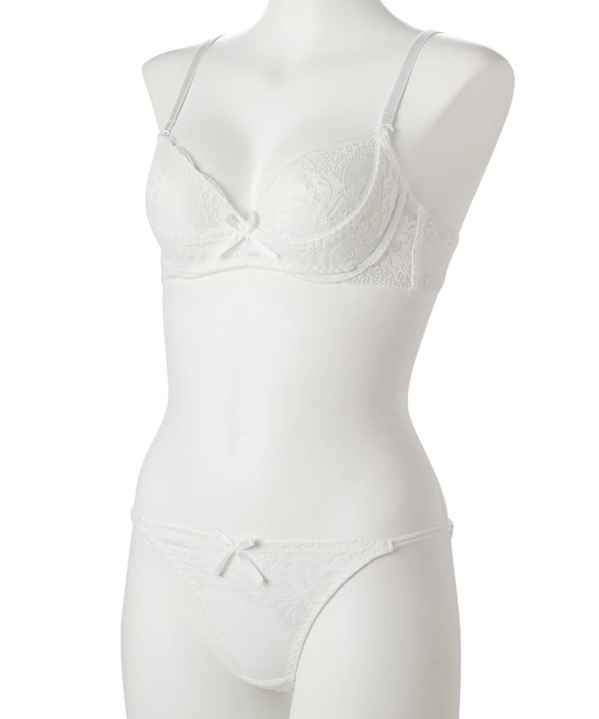 Underbelt Design Lace Bra and Shorts [Nissen] Set, Off-White, G80/L