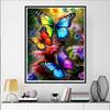 Flower Butterfly Diamond Painting Kit, 5D Fantasy Rhinestone Painting, DIY Colorful Round Gemstone Cross Stitch Craft, Decorative Home Wall Mural