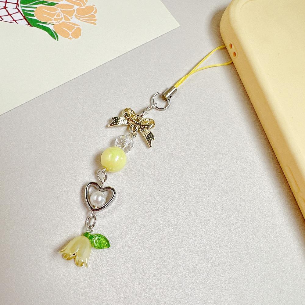 Anti-loss Bead Phone Chain Bow Cell Phone Strap Mobile Phone Lanyard  Telephone Decor