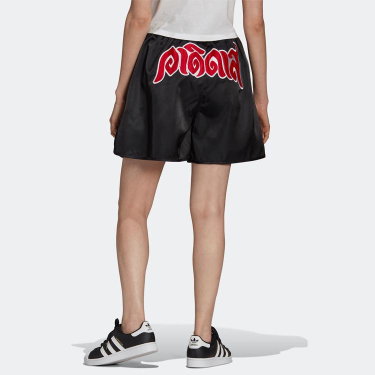 Adidas Originals Trefoil Logo Print Three Stripes Elastic Waist Breathable Sports Shorts Women Shorts Black H59028