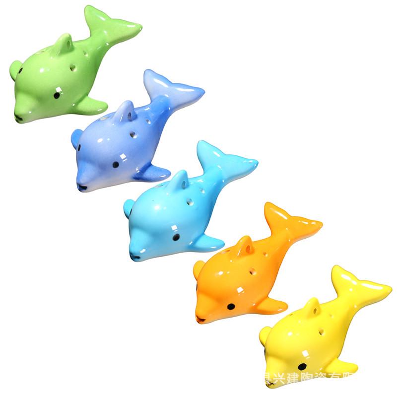 Dolphin Six-Hole Ceramic Ocarina Flute in AC Key – Cartoon Animal Design