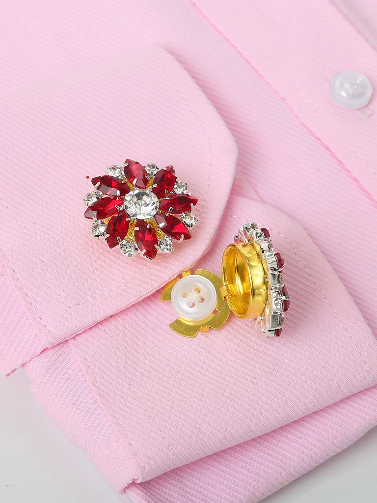 2Pcs Rhinestone Cufflinks Shirt Sleeve Button Covers Bling Crystal Button Clips For Dresses And Shirts Button Decoration Buttons