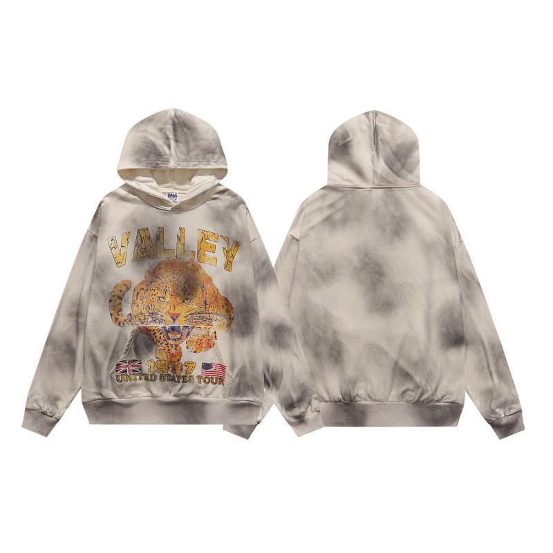 Unisex Oversized Vintage Washed Cartoon Print Hoodie Streetwear Loose Fit Air Layer Fabric Fall Sweatshirt