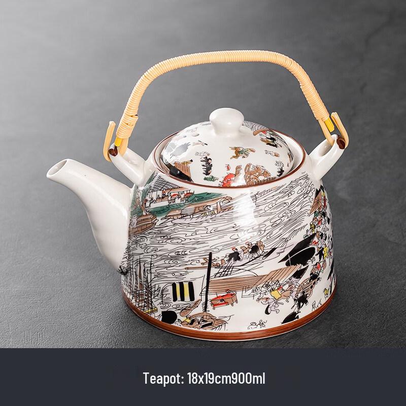 ZISIZ Large Ceramic Teapot with Ceramic Infuser