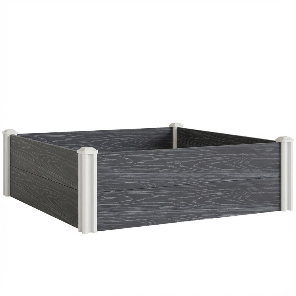 Vinyl Raised Garden Bed Kit 3 X 3 X 1ft Modular Elevated Garden Box With Slotting Legs And Open Bottom Dark Grey
