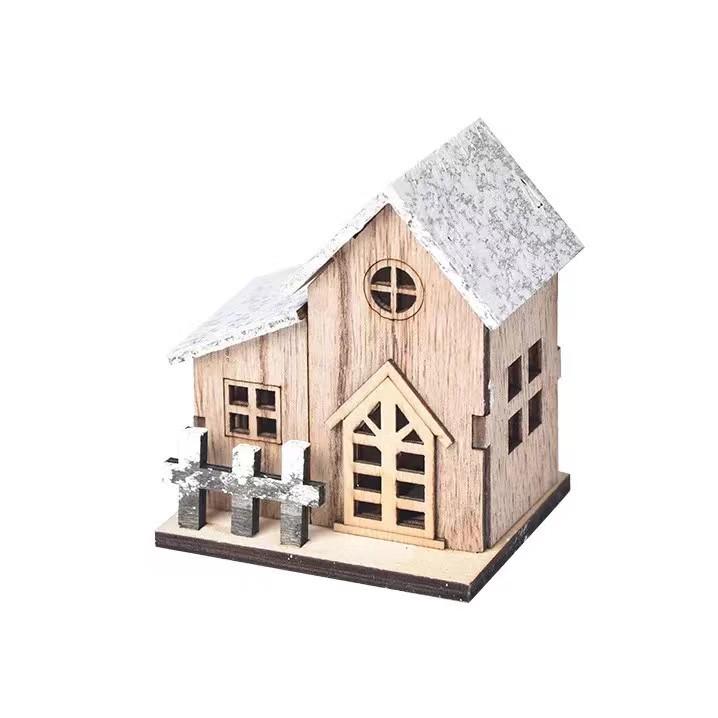 Nordic Style Light-Up Wooden Christmas Tabletop House Ornaments
