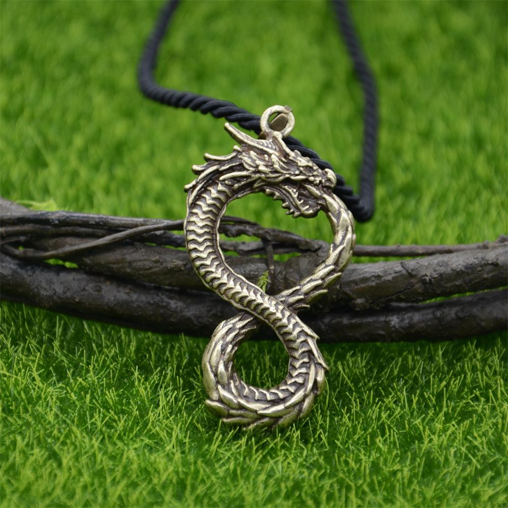 Goth Ouroboros Norse Vintage Dragon Necklace Pendant Gothic Accessories Amulet Viking Runes Jewelry Neclaces Women Men
