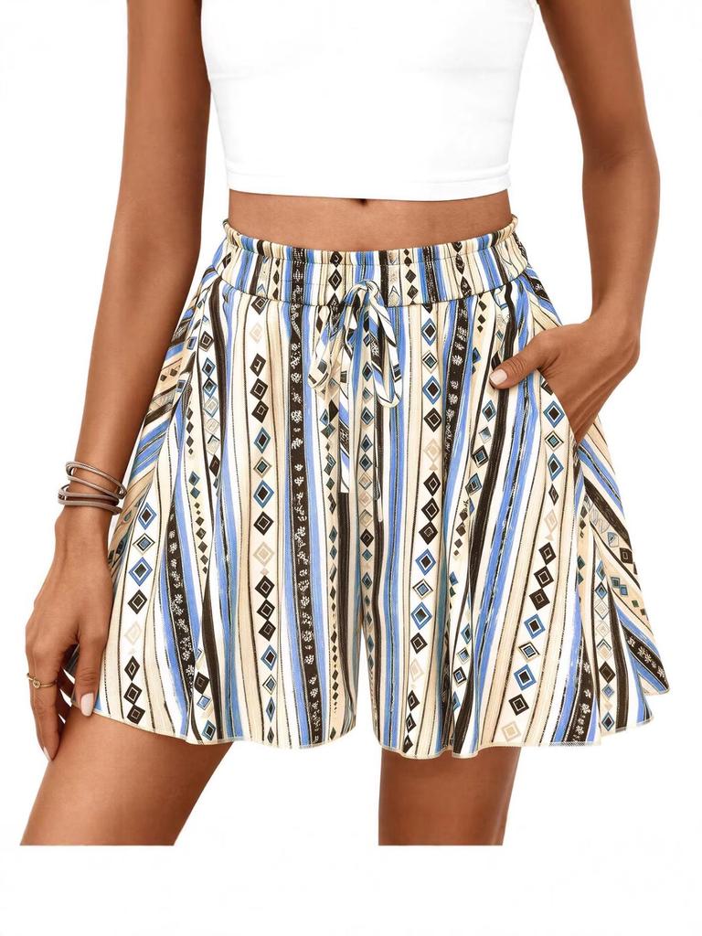 Women's Flowy High Waist Wide Leg Ruffle Midi Skirt for Spring/Summer Beach Vacation