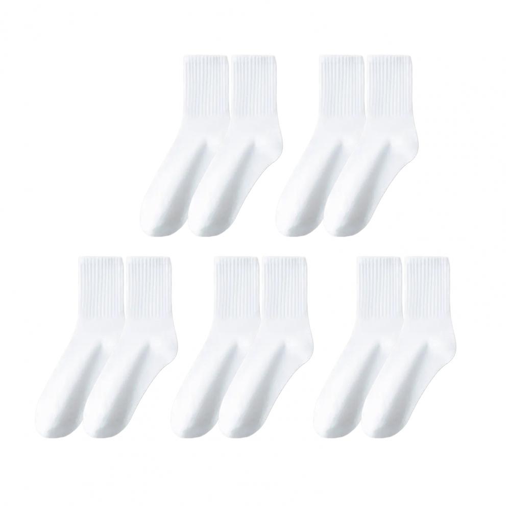 

5 пар женских носков средней длины без запаха толстые теплые однотонные высокоэластичные противоскользящие впитывающие пот не садятся спортивные зимние белый