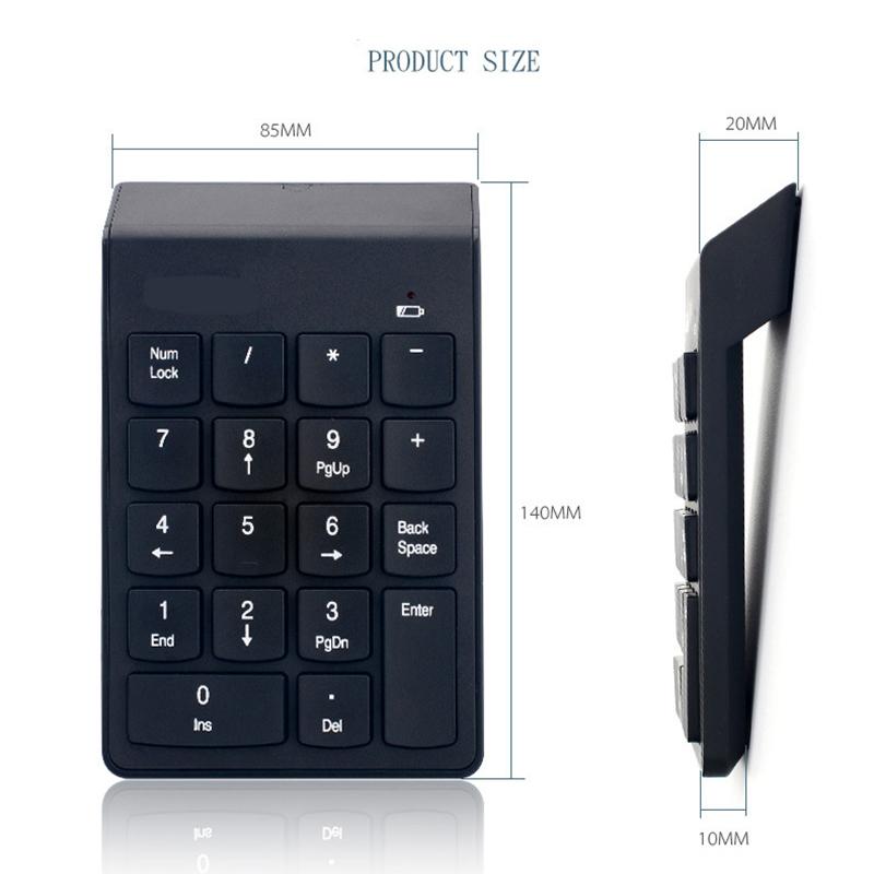 Wireless Keyboard Digital Number Numeric Keypad Accounting Bank 18 Keys Keypad