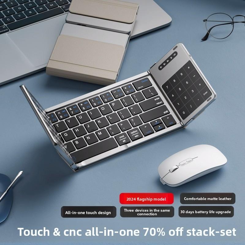 Tri-fold Keyboard Wireless Bluetooth Foldable Small Keyboard Suitable for Desktop Computers and Notebooks