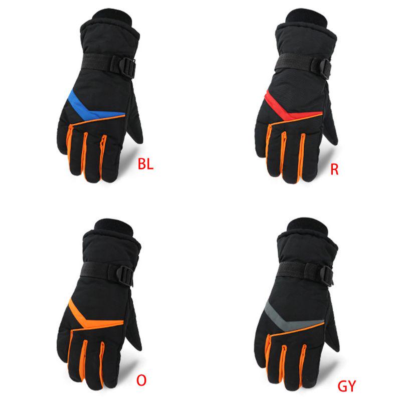 Buy Men Winter Windproof Ski Gloves Contrast Color Stripes Waterproof