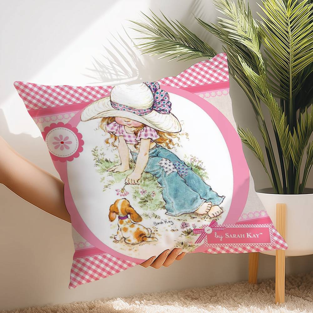 Cute Sarah Kay Girl Pillow Case Short Plush Print Cushion Cover Square Throw Pillow Covers Sofa Home Decor
