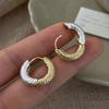 Real Sterling Silver Minimalist Two Colors Round Hoop Earrings for Women Geometric Fine Trendy Accessories