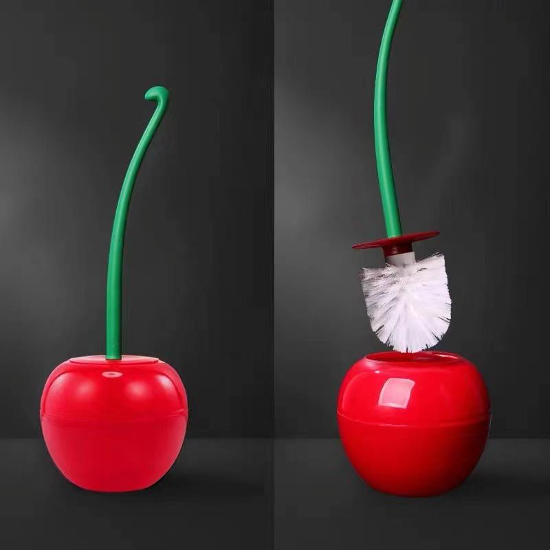 Long-Handle Soft Bristle Toilet Brush Set - Cherry Creative Cleaning Essentials