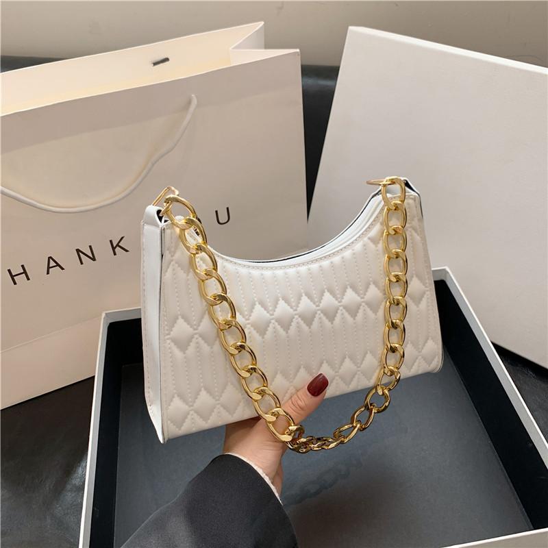 Bag Women'S Fashion Small Square Bag Niche Embroidery Thread Shoulder Bag Chain Versatile Underarm Small Square Bag Tide