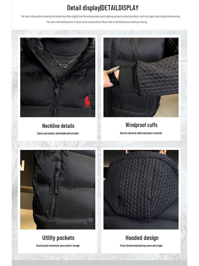 Men's Winter Light Luxury Hooded Down Jacket - Versatile Business Fashion Trend Coat