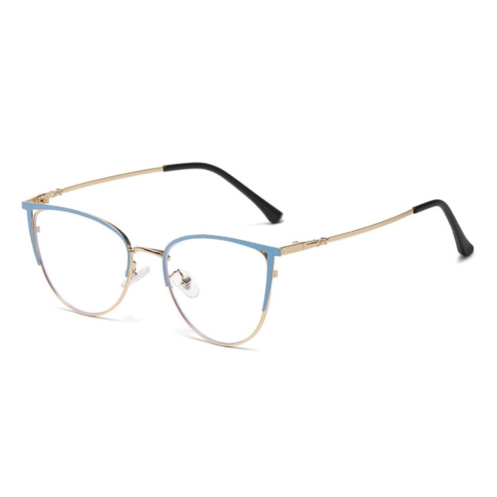 Designer Damer Metall Brilleinnfatninger Anti Blått Lys Briller Kvinner Retro Katteøye 0 Dioptri Optiske Brilleinnfatninger Vintage Kvinne