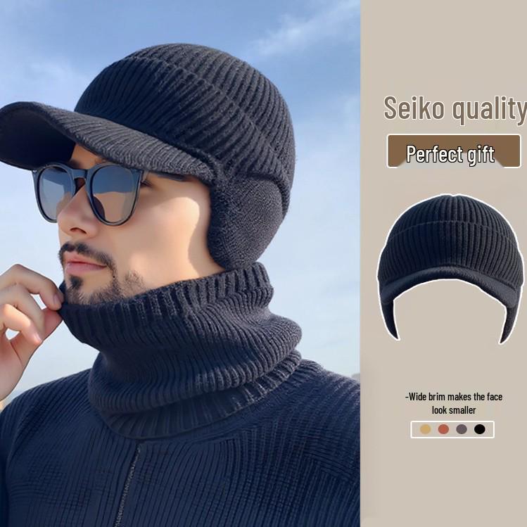 Men's Winter Ear Protection Woolen Hat for Middle-aged & Elderly - Thickened, Plus Velvet, Cold & Windproof