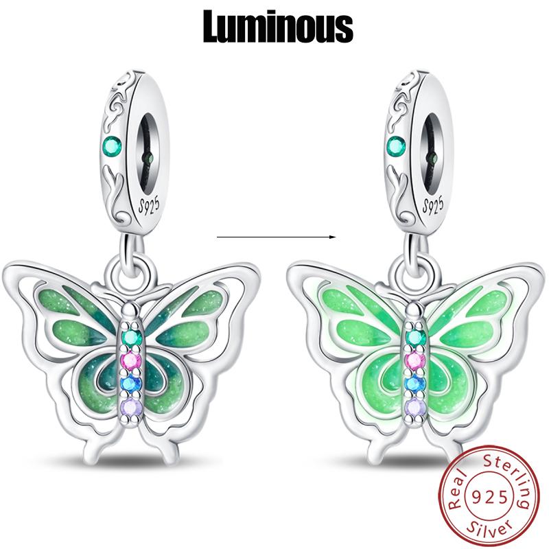 Elegant S925 Silver Butterfly & Dragonfly Multicolor Charms Beads Pendant 3mm DIY Fine Jewelry Making Accessories Gifts
