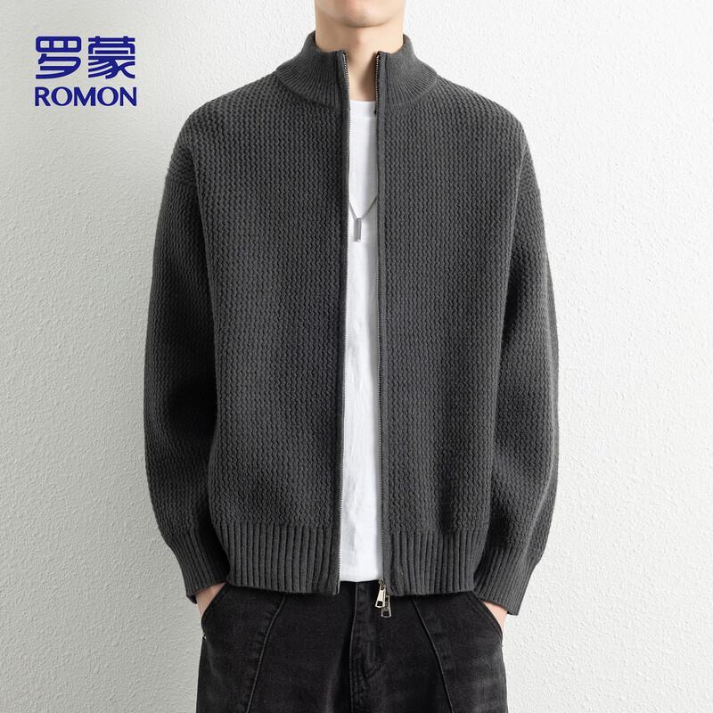 ROMON Men s AutumnWinter Stand Collar Knitted Cardigan Sweater XL 4098₽