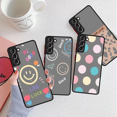 Smiley Face Streifen Matt Hülle Für Samsung Galaxy S22 S20 S21 FE S10 S9 Plus S8 Capa Note 20 Ultra 10 Lite Handy Fundas