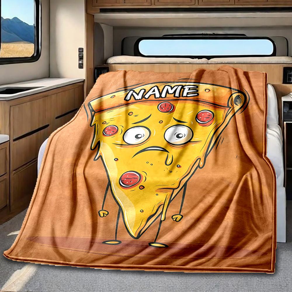 Pizza Slice With Sad Face And Pepperoni Toppings Blanketcustomizable With Your Namecomfortable And Stylish Perfect For Travel Beds Chairs Offices