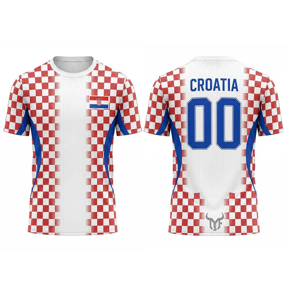 MDHAO xin nan zhuang  3D txu 2026 Nieuw Kroati&euml; Vlag Print Voetbal T-shirt Sport Casual Ademend Sneldrogend Shirt Unisex Buiten Mode Voetbal Uniform 5XL