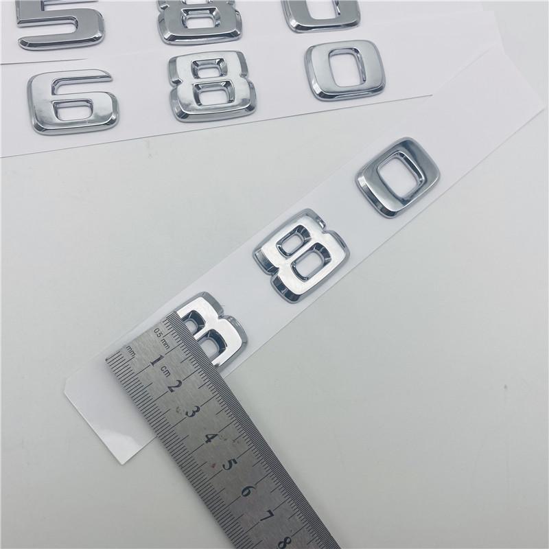 For BRABUS 400 450 460 480 500 550 560 580 600 650 700 800 850 880 900 Chrome Letters Number Trunk Emblem Logo