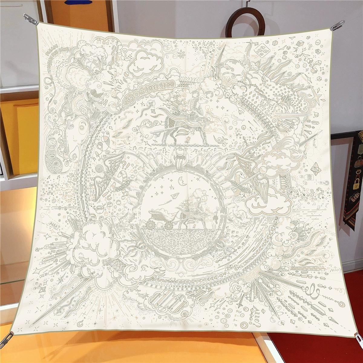 

90Cm Twill Silk Scarf Shawl Luxury Printed Square Scarves Women Hijabs Bandana Silk Foulards Neckerchief 90X90CM