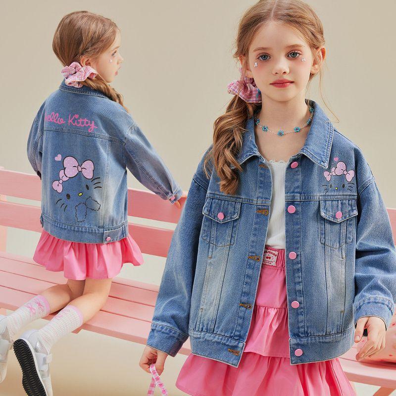 Girls  Spring Sweet and Cool Color-Blocked Denim Jacket 2025 New Stylish and Fashionable Children s Clothing Denim Blue 110 cm