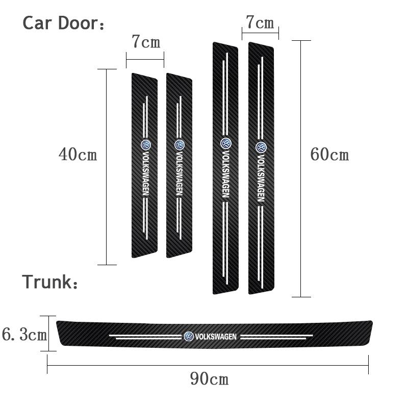 2026 Hot For Volkswagen VW 5Pcs Car Logo Door Sill Threshold Anti-scratch Protector Stickers For VW R-Line GTI Golf 6 7 Polo CC