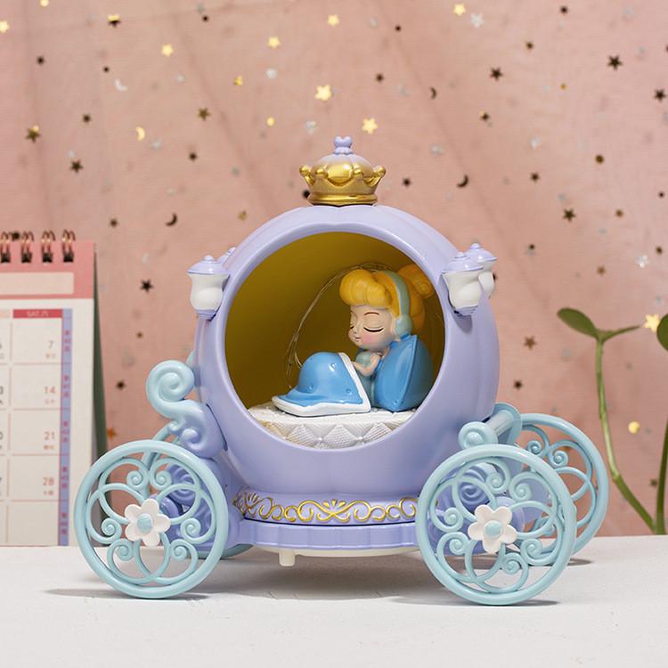 

Лампа Теплый Ночник Работает от Батареек Мультяшный Милый В форме Кареты и Принцессы фиолетовый