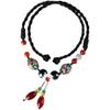 GEMCHIC Women's Ethnic Style Glass Flower Collarbone Necklace Handmade Braided Rope Choker Vintage Beaded Pendant Jewelry