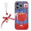 Blue and Red Contrasting Plaid Suitable for Iphone16promax Three  Dimensional Red Apple 17 All Inclusive 15 Lanyard 13 Fillin 11