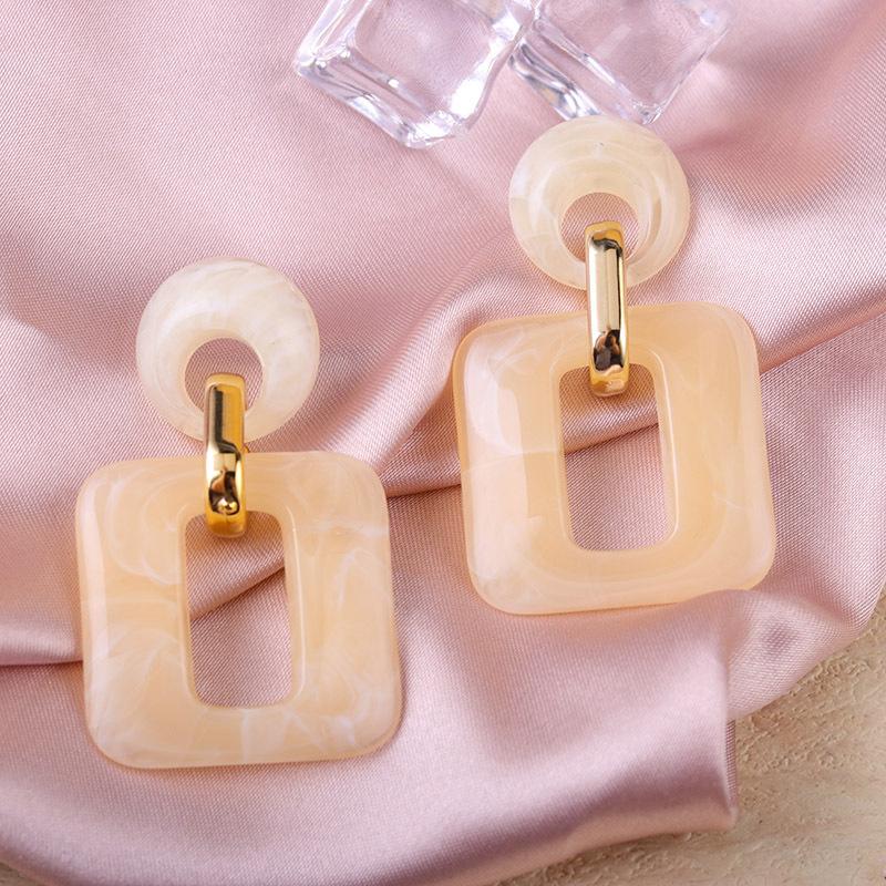 Textured Geometric Square Acrylic Stud Earrings Vintage Earrings Ear Accessories